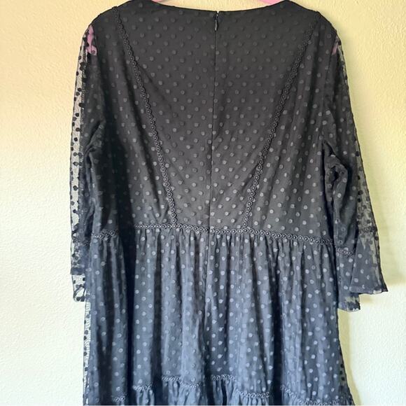 Boden Swiss Dot Ruffled Tiered Dress Womens XXL Whimsigoth Modest Knee Length - Picture 11 of 14